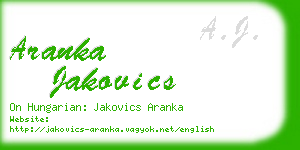 aranka jakovics business card